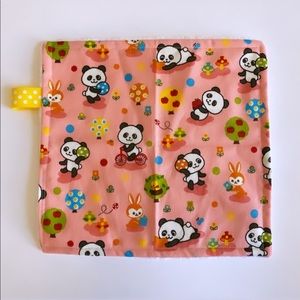 Pink Panda Kawaii Baby Minky Security Blanket